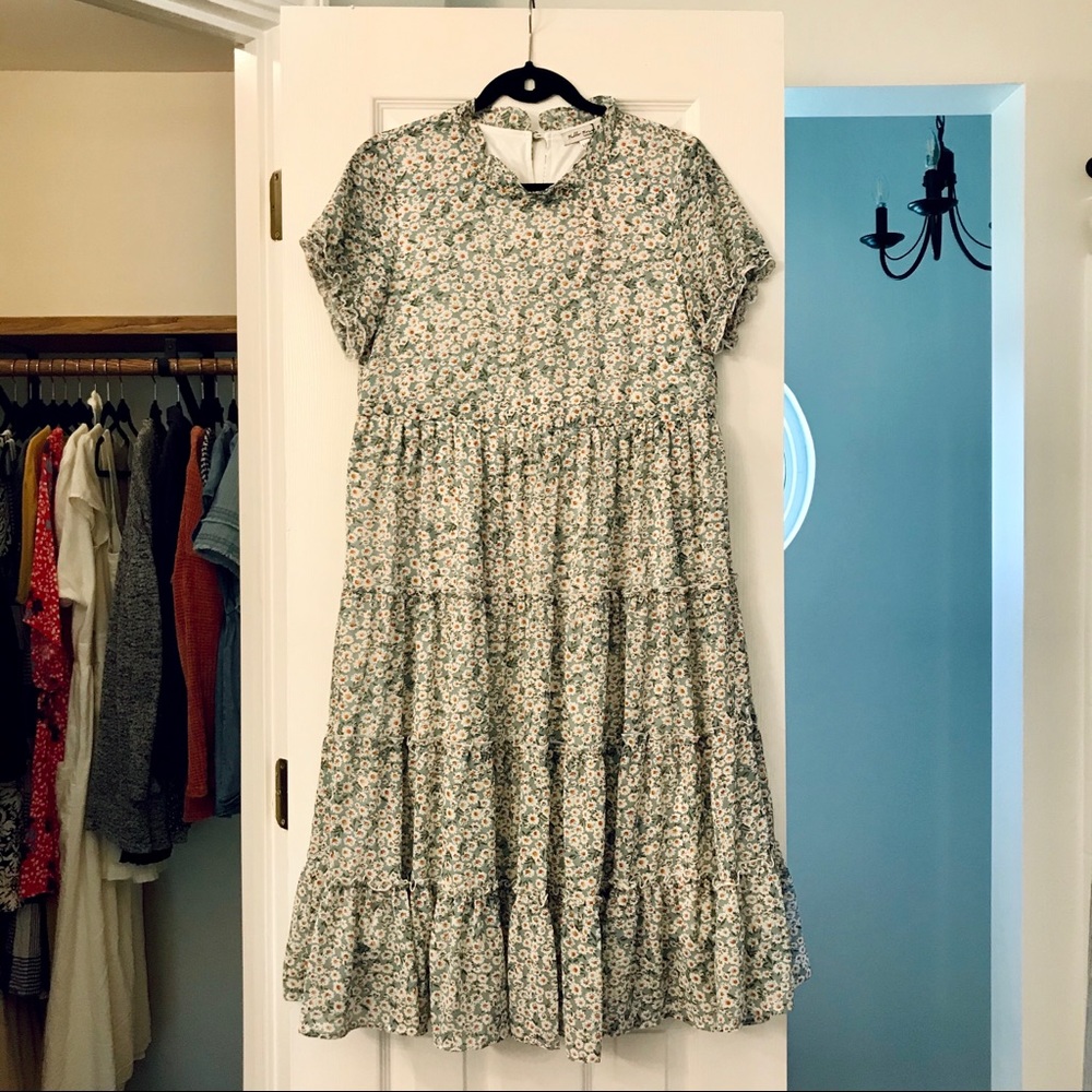 Hello Honey High Neck Floral Tiered Dress